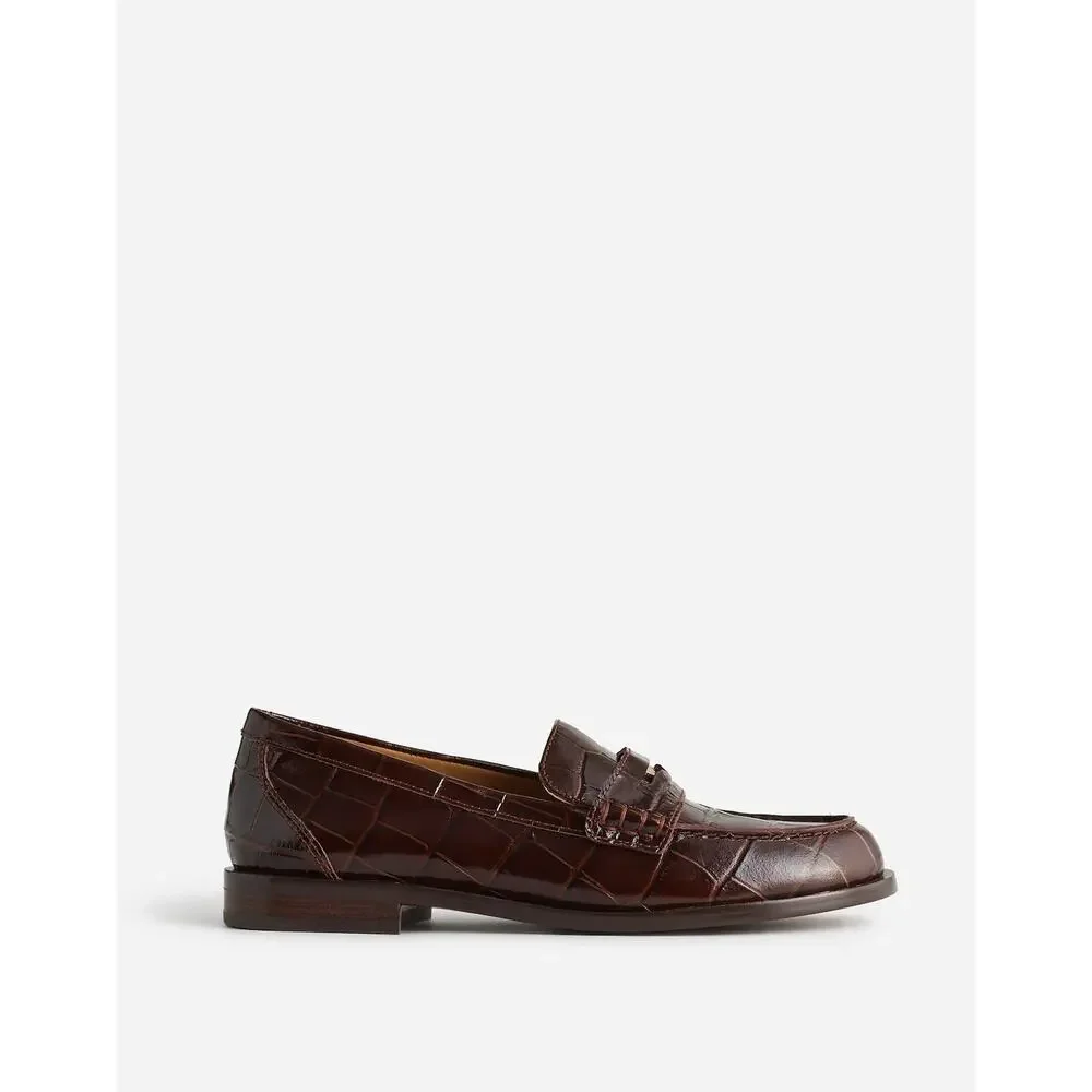 Madewell The Grayson Penny Loafer Croc-Stamped Chocolate Raisin Size 8.5 NWOT
